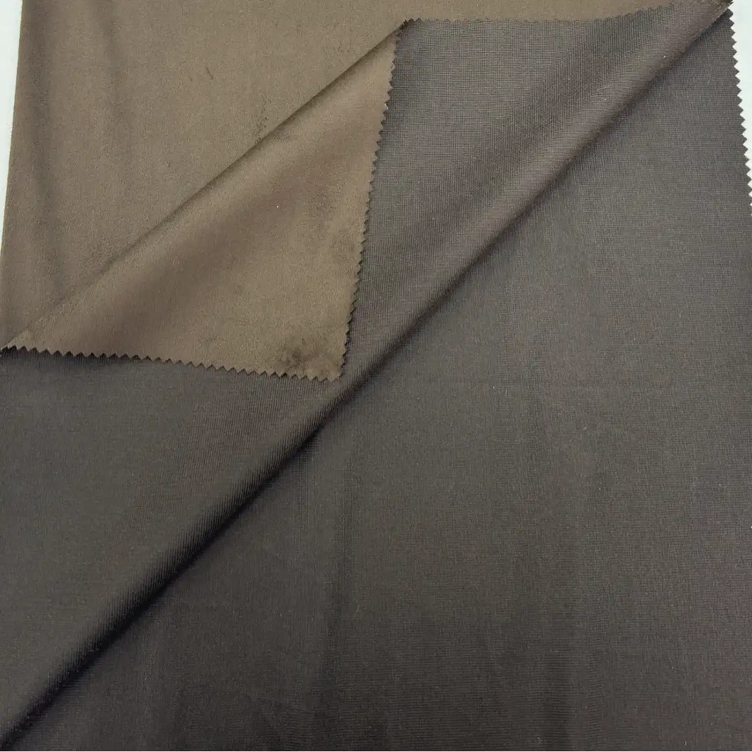 China Fabric for Jacket,Blazer Warp Suede Knit Fabric Polyester 棕色 color buy from China wholesaler bulk order at wholesale price free worldwide shipping Alibaba
