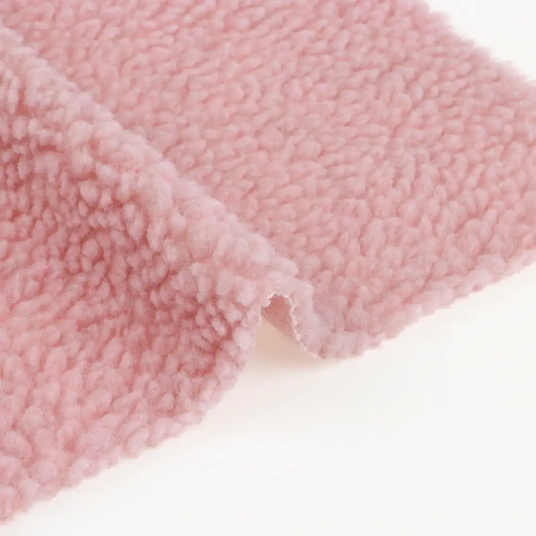 China Fabric for Trench Coat,Overcoat Sherpa Knit Fabric Polyester Pink color buy from China wholesaler bulk order at wholesale price free worldwide shipping Alibaba