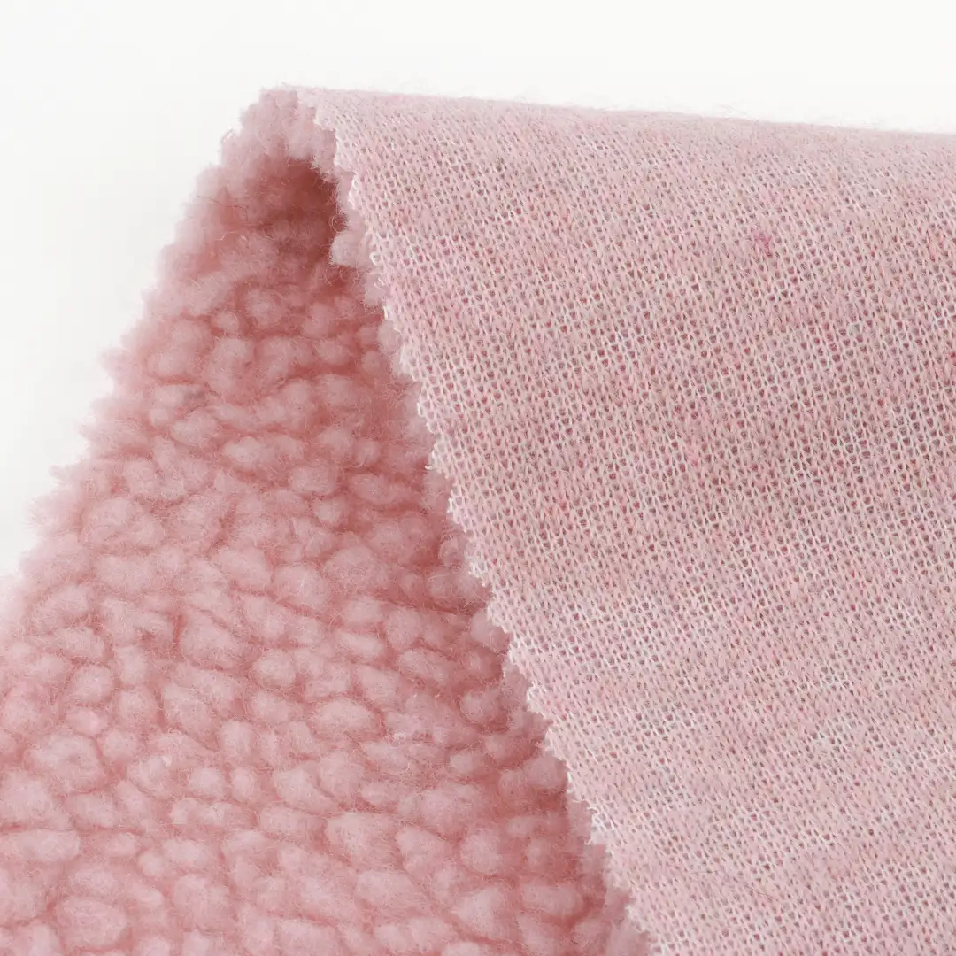 China Fabric for Trench Coat,Overcoat Sherpa Knit Fabric Polyester Pink color buy from China wholesaler bulk order at wholesale price free worldwide shipping Alibaba