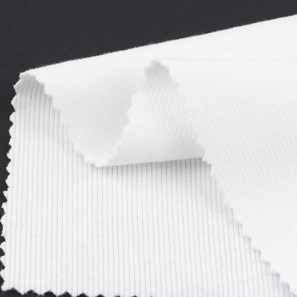 China Fabric for Tank Top,Crop Top,Hoodie Rib Knit Fabric Cotton Spandex White color buy from China wholesaler bulk order at wholesale price free worldwide shipping Alibaba