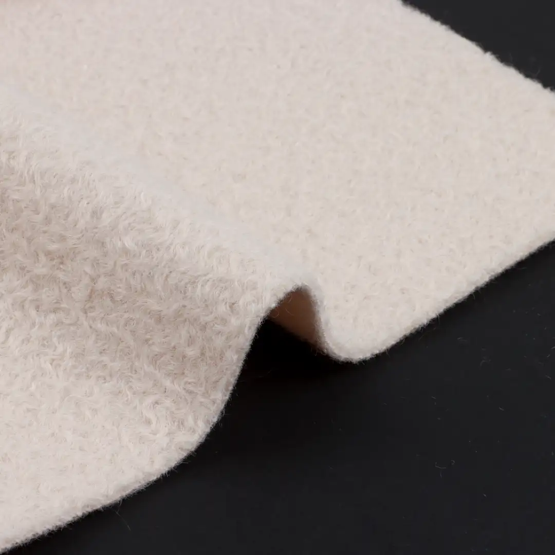 China Fabric for Blazer,Skirt,Hoodie Knit Woolen Fabric Woolen Polyester Beige color buy from China wholesaler bulk order at wholesale price free worldwide shipping Alibaba