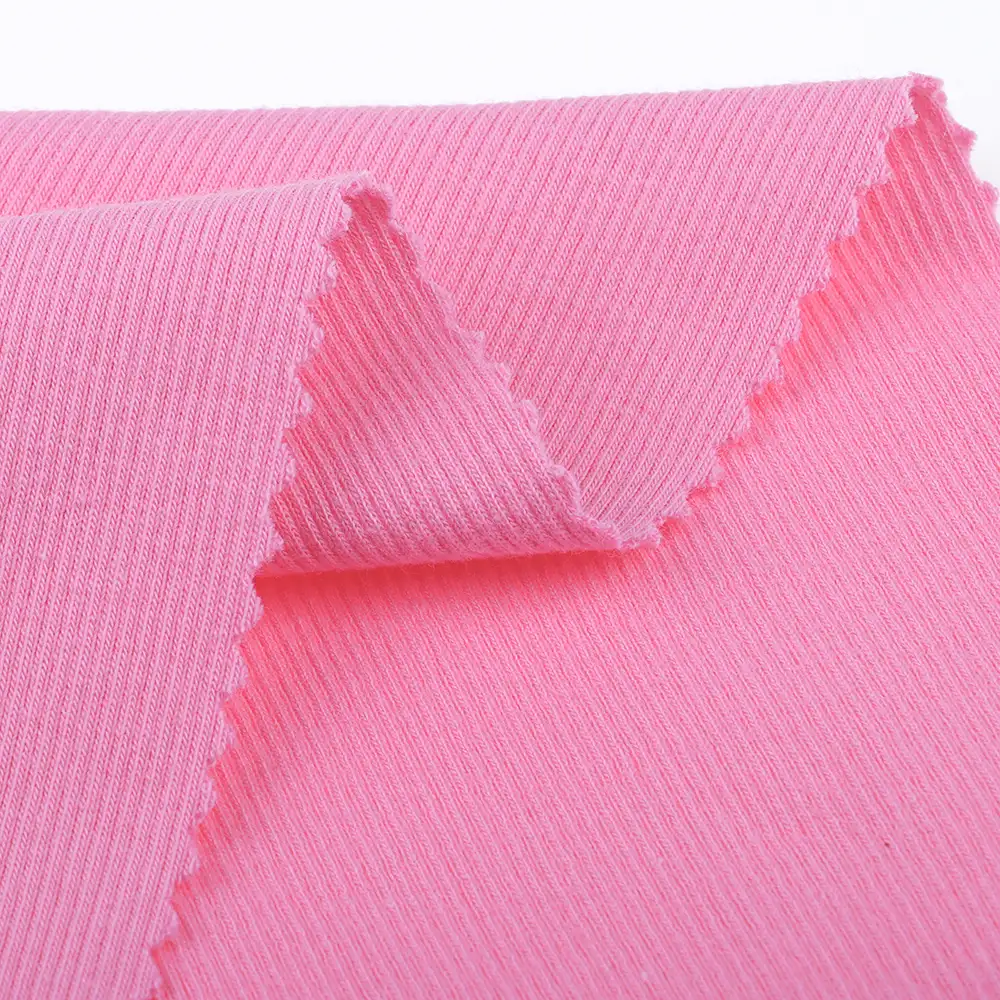 China Fabric for Tank Top,Crop Top,Hoodie Rib Knit Fabric Cotton Spandex Pink color buy from China wholesaler bulk order at wholesale price free worldwide shipping Alibaba