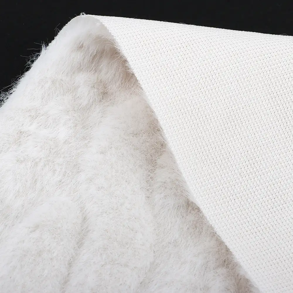 China Fabric for Trench Coat,Overcoat Fake Fur Knit Fabric Polyester Off-white color buy from China wholesaler bulk order at wholesale price free worldwide shipping Alibaba