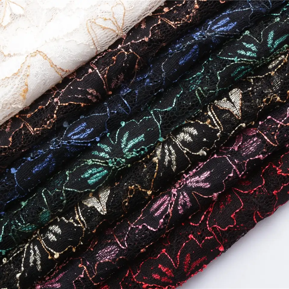 China Fabric for Skirt Lace Knit Fabric Nylon Polyester Spandex black pink color buy from China wholesaler bulk order at wholesale price free worldwide shipping Alibaba