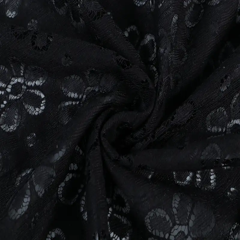 China Fabric for Shirt,Skirt Lace Knit Fabric Nylon Polyester Black color buy from China wholesaler bulk order at wholesale price free worldwide shipping Alibaba