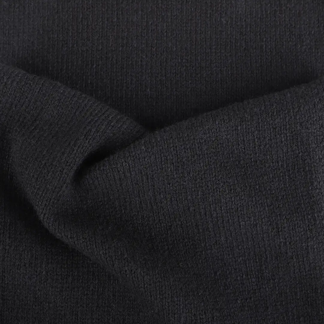 China Yarn for Knitted Jacket (Sweater),Hoodie  (Sweater),Half-Zipper Cardigan (Sweater) Semi-Worsted Spun Regular Yarn BCI Cotton Recycled Polyester Wool Black color buy from China wholesaler bulk order at wholesale price free worldwide shipping Alibaba