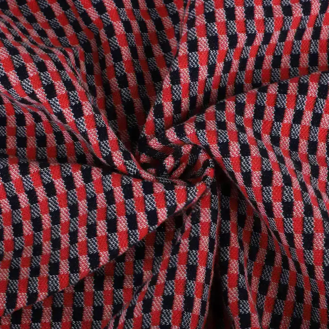 knit fabric, weft jacquard fabric, cotton fabric, polyester fabric, 250gsm fabric, bangladesh fabric supplier, fabric for coat, fabric for suit, black & red fabric.