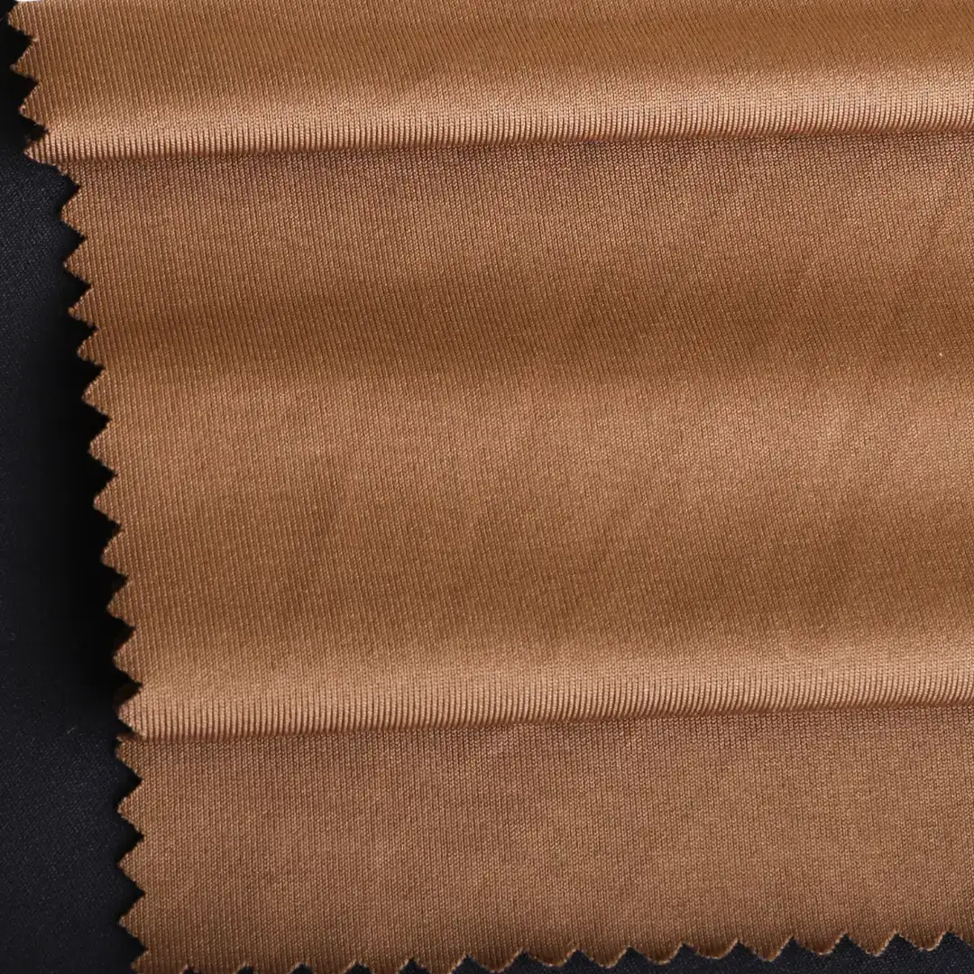 China Fabric for T-Shirt,Pajamas,Loungewear,Yoga Pants,Tracksuits Single Jersey Knit Fabric Polyester Spandex Brown color buy from China wholesaler bulk order at wholesale price free worldwide shipping Alibaba