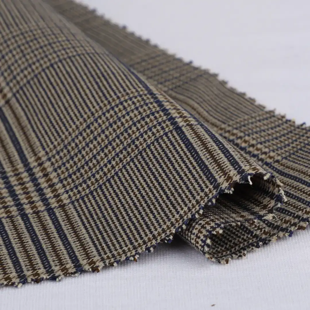 China Fabric for Blazer,Skirt,Suit Polyester Jacquard Synthetic Woven Fabric Polyester Rayon Spandex Brown/Navy/Cream color buy from China wholesaler bulk order at wholesale price free worldwide shipping Alibaba