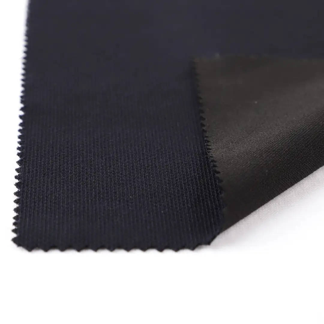 China Fabric for Waistcoat,Blazer Weft Jacquard Knit Fabric Polyester Rayon Spandex Black color buy from China wholesaler bulk order at wholesale price free worldwide shipping Alibaba