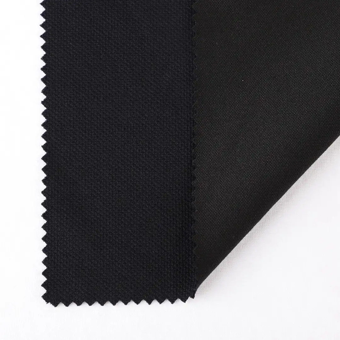 China Fabric for Waistcoat,Blazer Weft Jacquard Knit Fabric Polyester Rayon Spandex Black color buy from China wholesaler bulk order at wholesale price free worldwide shipping Alibaba