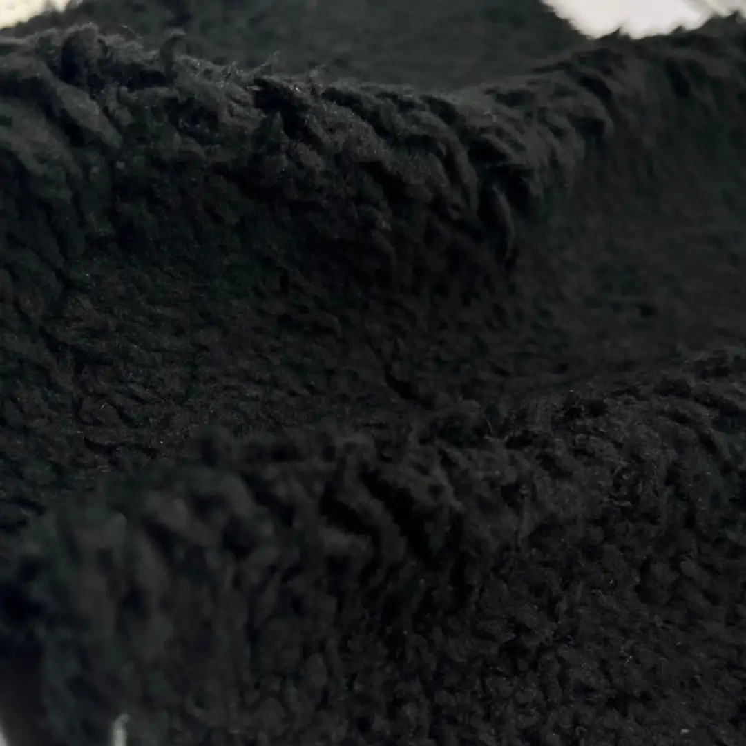 China Fabric for Overcoat,Bomber Jacket,Trench Coat Sherpa Knit Fabric Polyester Black color buy from China wholesaler bulk order at wholesale price free worldwide shipping Alibaba