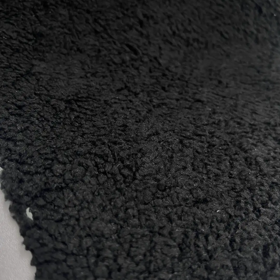 China Fabric for Overcoat,Bomber Jacket,Trench Coat Sherpa Knit Fabric Polyester Black color buy from China wholesaler bulk order at wholesale price free worldwide shipping Alibaba