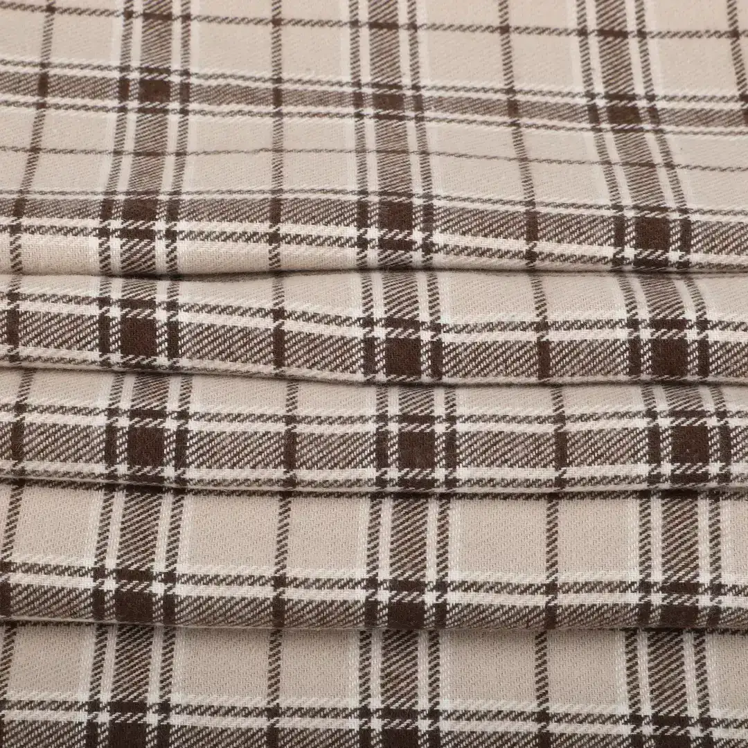 Bangladesh Fabric for Shirt,Crop Top,Skirt,Over Shirt Cotton YD Flannel Natural Woven Fabric BCI Cotton Brown Check color buy from Bangladesh wholesaler bulk order at wholesale price free worldwide shipping Alibaba