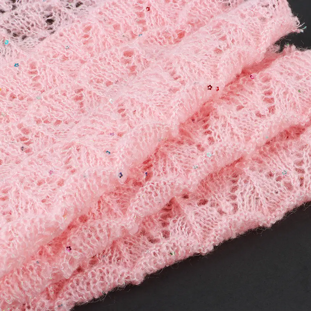 China Yarn for Dresses (Cardigan Button) (Sweater),Ladies Vest (Sweater)  Mossy Yarn Fancy Yarn Wool Acrylic Nylon sequin pink color buy from China wholesaler bulk order at wholesale price free worldwide shipping Alibaba