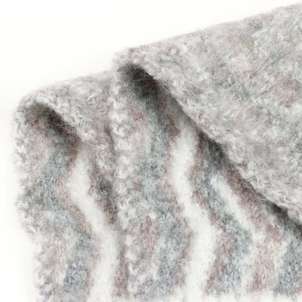 China Yarn for Open Cardigan (Sweater),Hoodie  (Sweater),Round Neck Pullover (Sweater) Mossy Yarn Fancy Yarn Acrylic Polyester Spandex grey whith white color buy from China wholesaler bulk order at wholesale price free worldwide shipping Alibaba