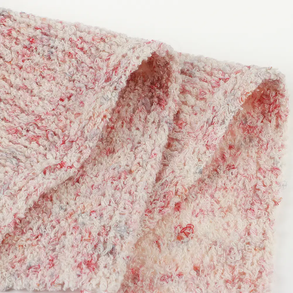 China Yarn for Dresses (Cardigan Button) (Sweater),Ladies Vest (Sweater)  Boucle Yarn Fancy Yarn Linen Cotton Acrylic Nylon pink color buy from China wholesaler bulk order at wholesale price free worldwide shipping Alibaba