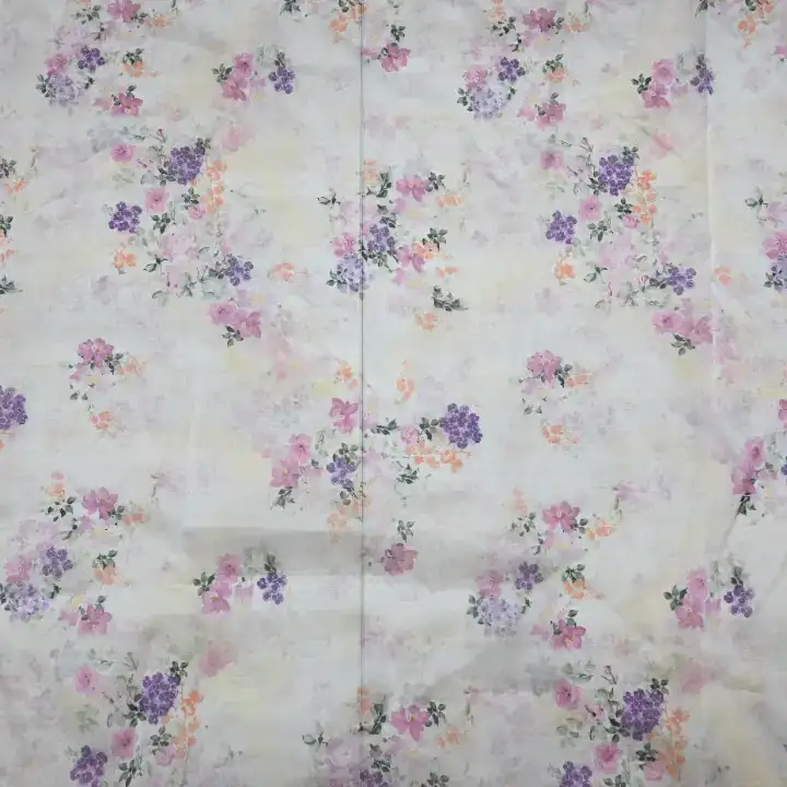 India Fabric for Blouse,Crop Top Polyester Organza Synthetic Woven Fabric Polyester Print Peach color buy from India wholesaler bulk order at wholesale price free worldwide shipping Alibaba