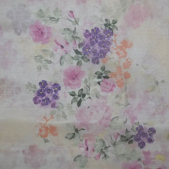 India Fabric for Blouse,Crop Top Polyester Organza Synthetic Woven Fabric Polyester Print Peach color buy from India wholesaler bulk order at wholesale price free worldwide shipping Alibaba