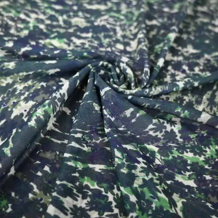 India Fabric for Sports Bras,Yoga Clothes,Swim Shorts Mesh Knit Fabric Polyester Spandex Green Print color buy from India wholesaler bulk order at wholesale price free worldwide shipping Alibaba