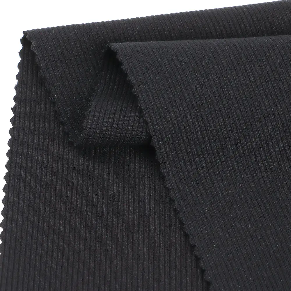 China Fabric for Tank Top,Crop Top,Hoodie Rib Knit Fabric Rayon Spandex Black color buy from China wholesaler bulk order at wholesale price free worldwide shipping Alibaba