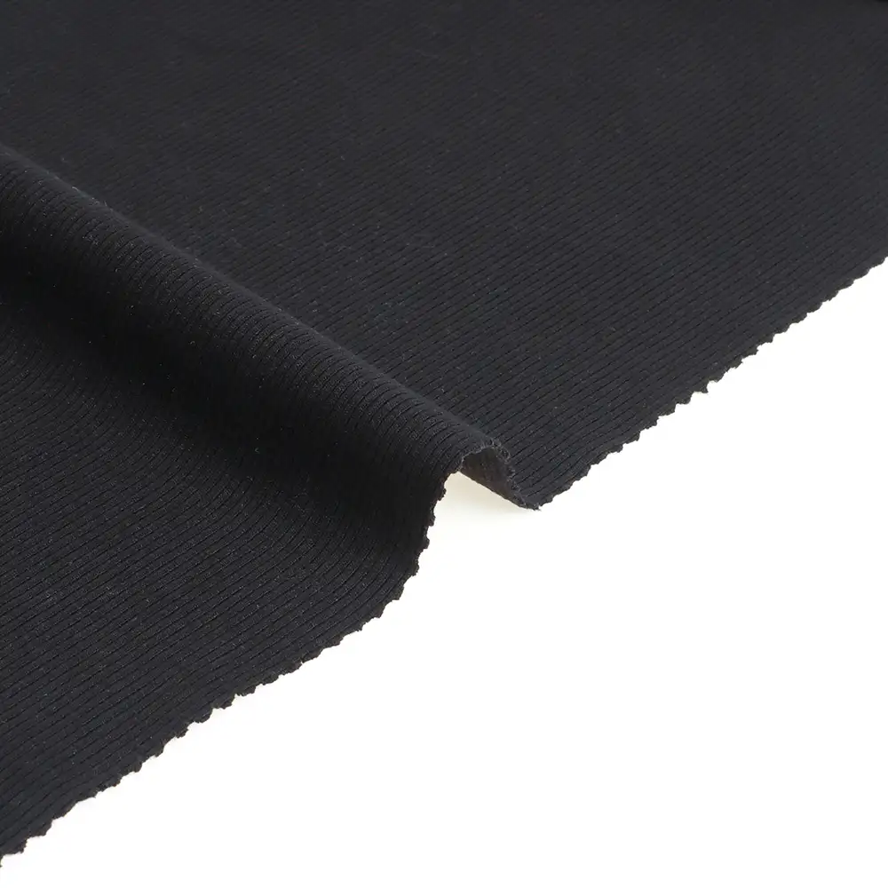China Fabric for Tank Top,Crop Top,Hoodie Rib Knit Fabric Rayon Spandex Black color buy from China wholesaler bulk order at wholesale price free worldwide shipping Alibaba