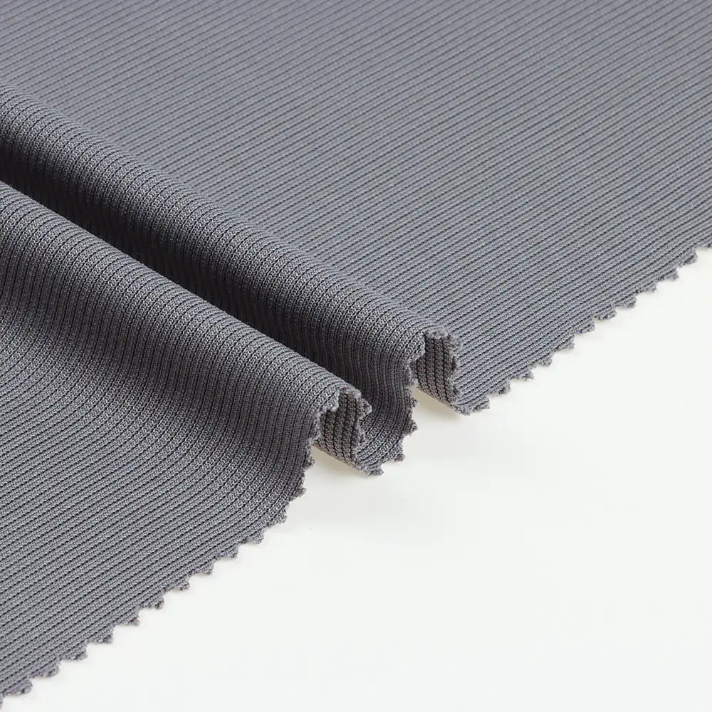 China Fabric for Tank Top,Crop Top,Hoodie Rib Knit Fabric Polyester Spandex Grey color buy from China wholesaler bulk order at wholesale price free worldwide shipping Alibaba