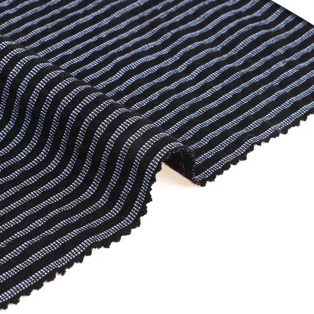 China Fabric for Loungewear,Sweatshirt,Hoodie Hacci Knit Fabric Polyester Cotton Elastane Black and White color buy from China wholesaler bulk order at wholesale price free worldwide shipping Alibaba