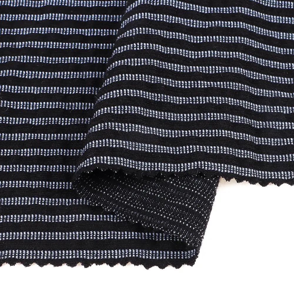 China Fabric for Loungewear,Sweatshirt,Hoodie Hacci Knit Fabric Polyester Cotton Elastane Black and White color buy from China wholesaler bulk order at wholesale price free worldwide shipping Alibaba