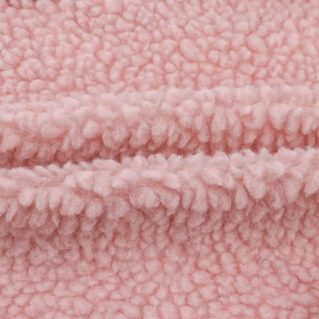 China Fabric for Trench Coat,Overcoat Sherpa Knit Fabric Polyester Pink color buy from China wholesaler bulk order at wholesale price free worldwide shipping Alibaba