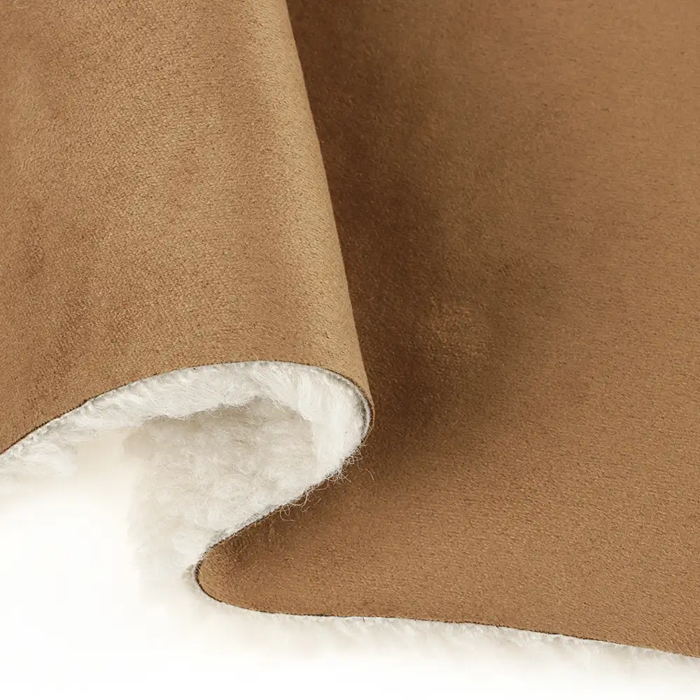 China Fabric for Blazer Warp Suede Knit Fabric Polyester Brown and white color buy from China wholesaler bulk order at wholesale price free worldwide shipping Alibaba