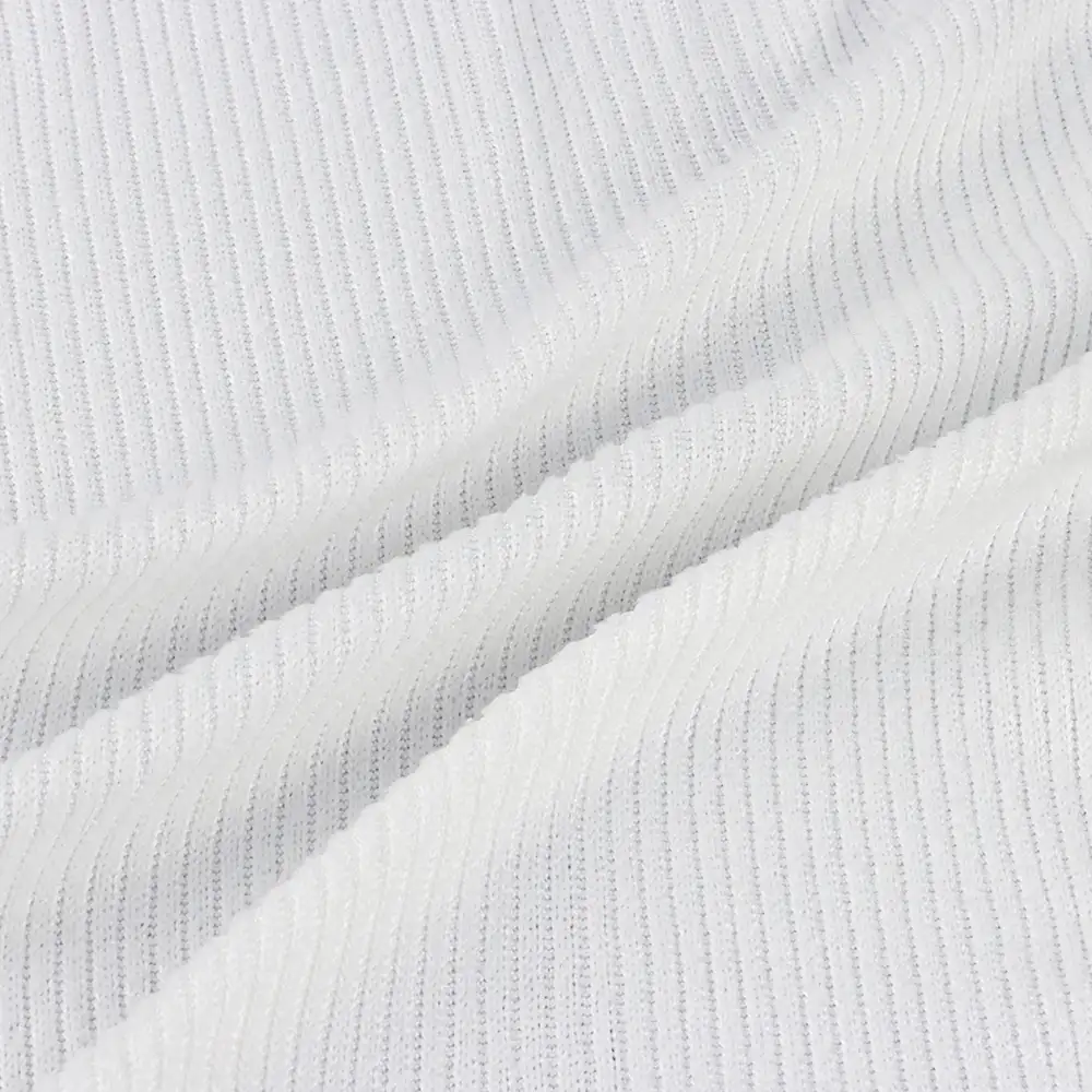 China Fabric for Tank Top,Crop Top,Hoodie Rib Knit Fabric Polyester Spandex White color buy from China wholesaler bulk order at wholesale price free worldwide shipping Alibaba