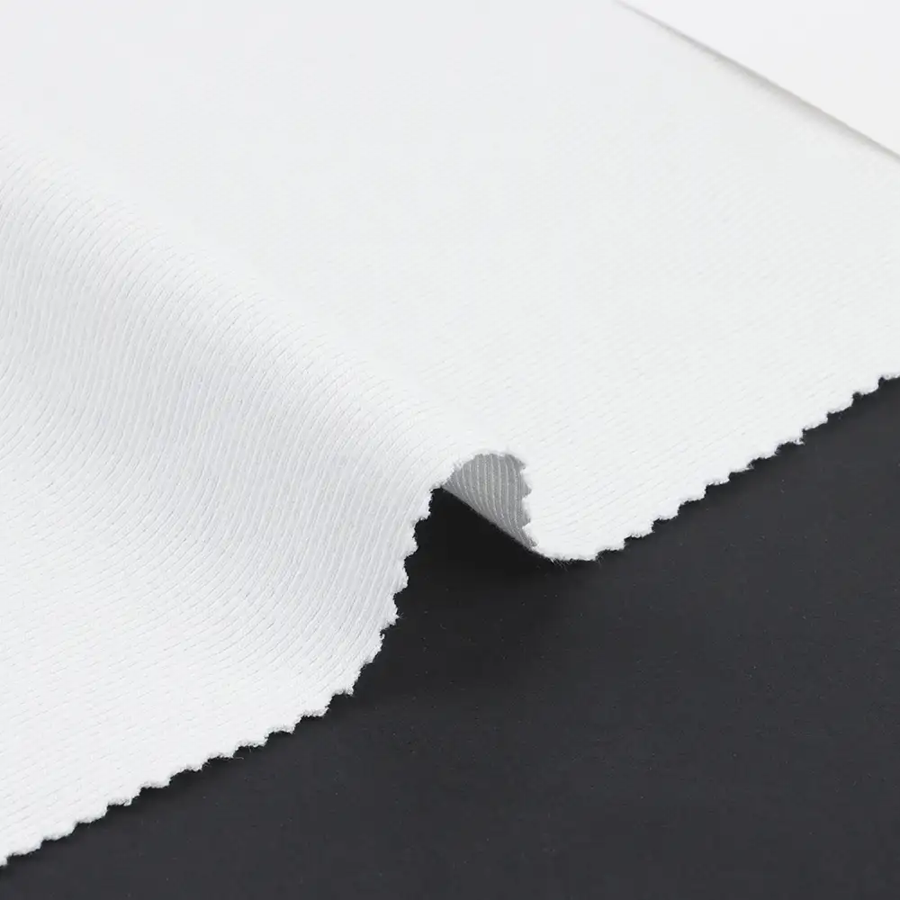 China Fabric for Tank Top,Crop Top,Hoodie Rib Knit Fabric Cotton Spandex White color buy from China wholesaler bulk order at wholesale price free worldwide shipping Alibaba