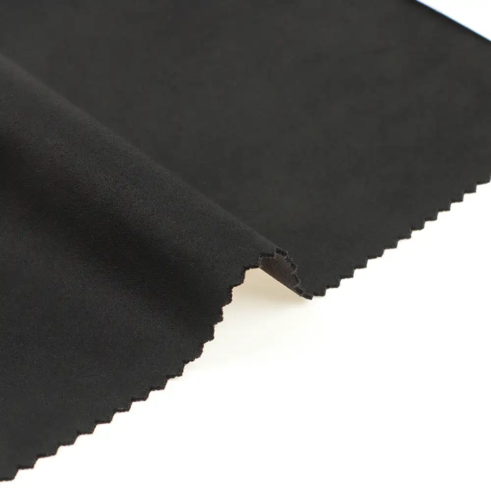 China Fabric for Pants,Blazer Weft Suede Knit Fabric Polyester Spandex Black color buy from China wholesaler bulk order at wholesale price free worldwide shipping Alibaba