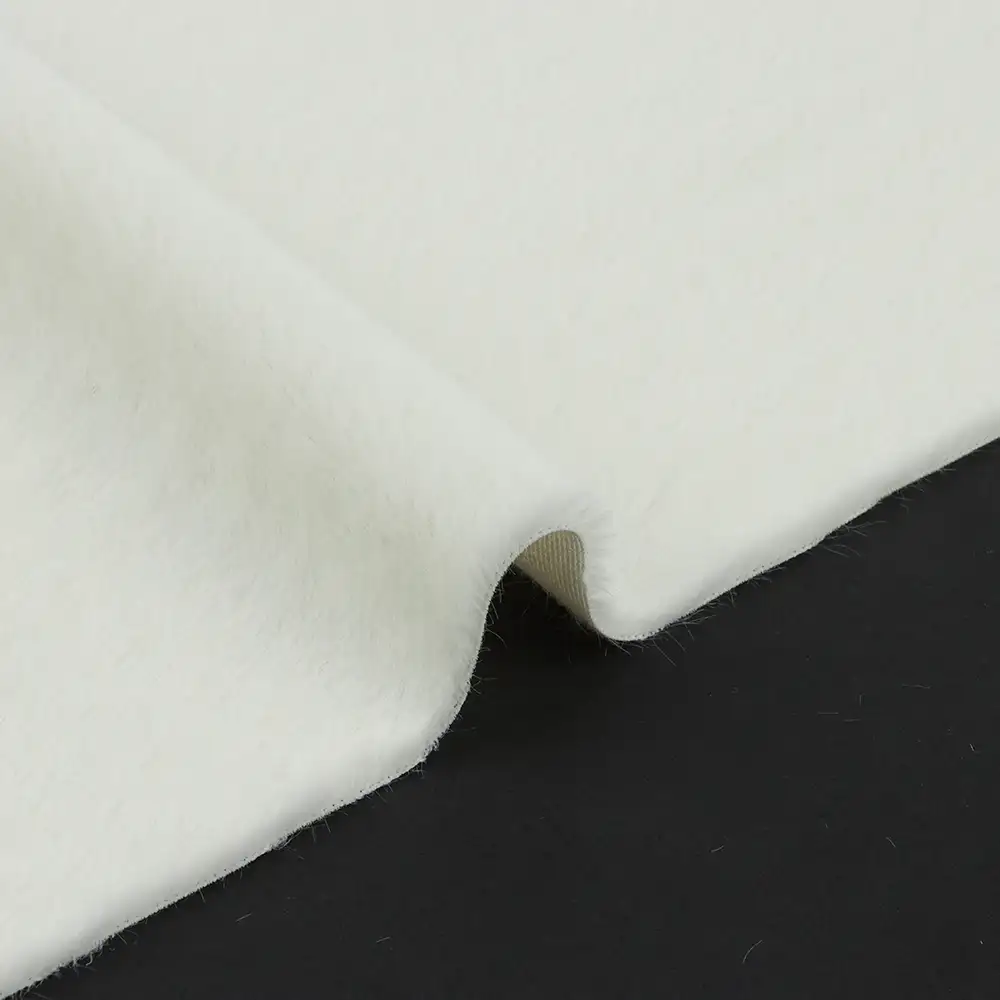 China Fabric for Trench Coat,Overcoat Fake Fur Knit Fabric Polyester Off-white color buy from China wholesaler bulk order at wholesale price free worldwide shipping Alibaba