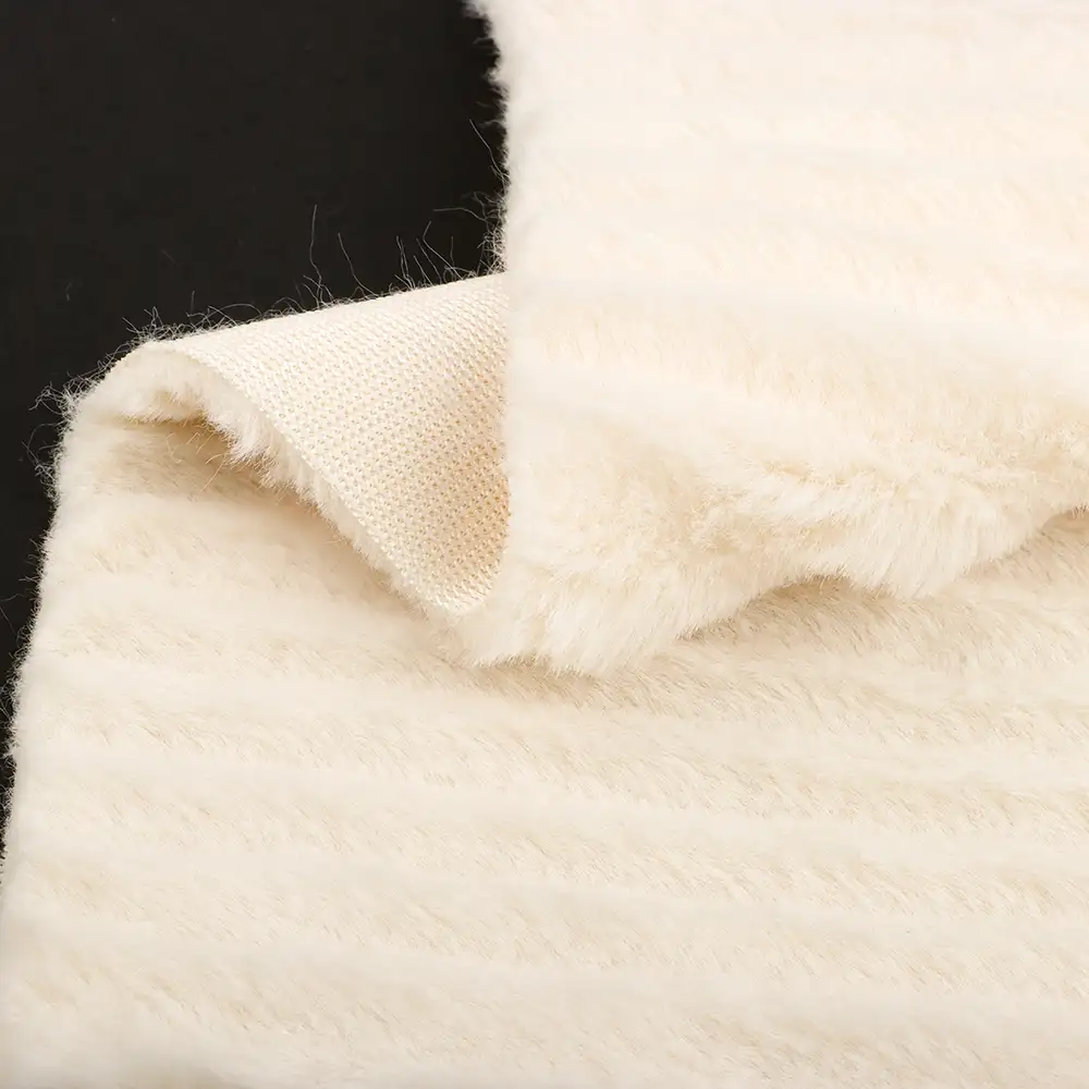 China Fabric for Overcoat,Bomber Jacket,Trench Coat Fake Fur Knit Fabric Polyester Cream color buy from China wholesaler bulk order at wholesale price free worldwide shipping Alibaba