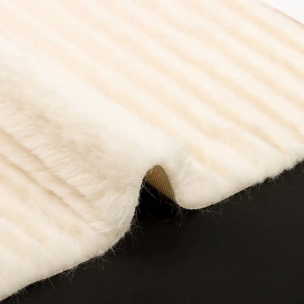 China Fabric for Overcoat,Bomber Jacket,Trench Coat Fake Fur Knit Fabric Polyester Cream color buy from China wholesaler bulk order at wholesale price free worldwide shipping Alibaba