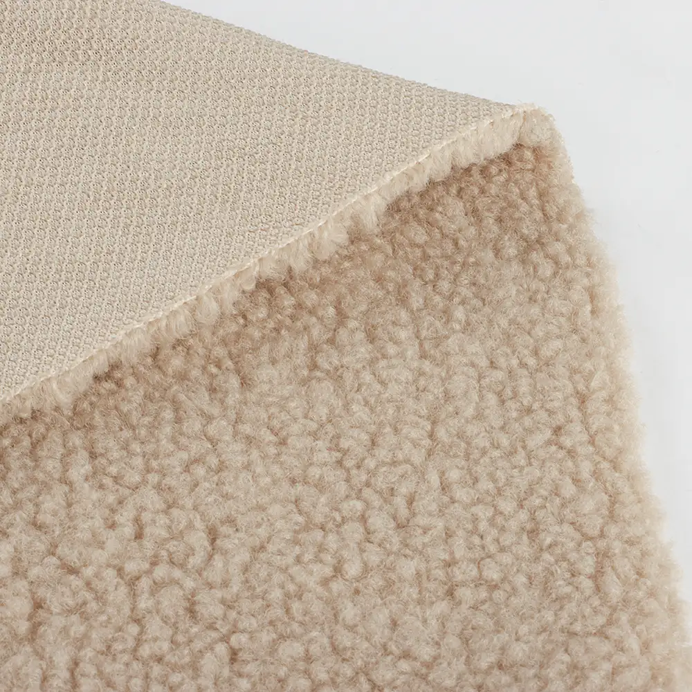China Fabric for Overcoat,Bomber Jacket,Trench Coat Sherpa Knit Fabric Polyester Beige color buy from China wholesaler bulk order at wholesale price free worldwide shipping Alibaba