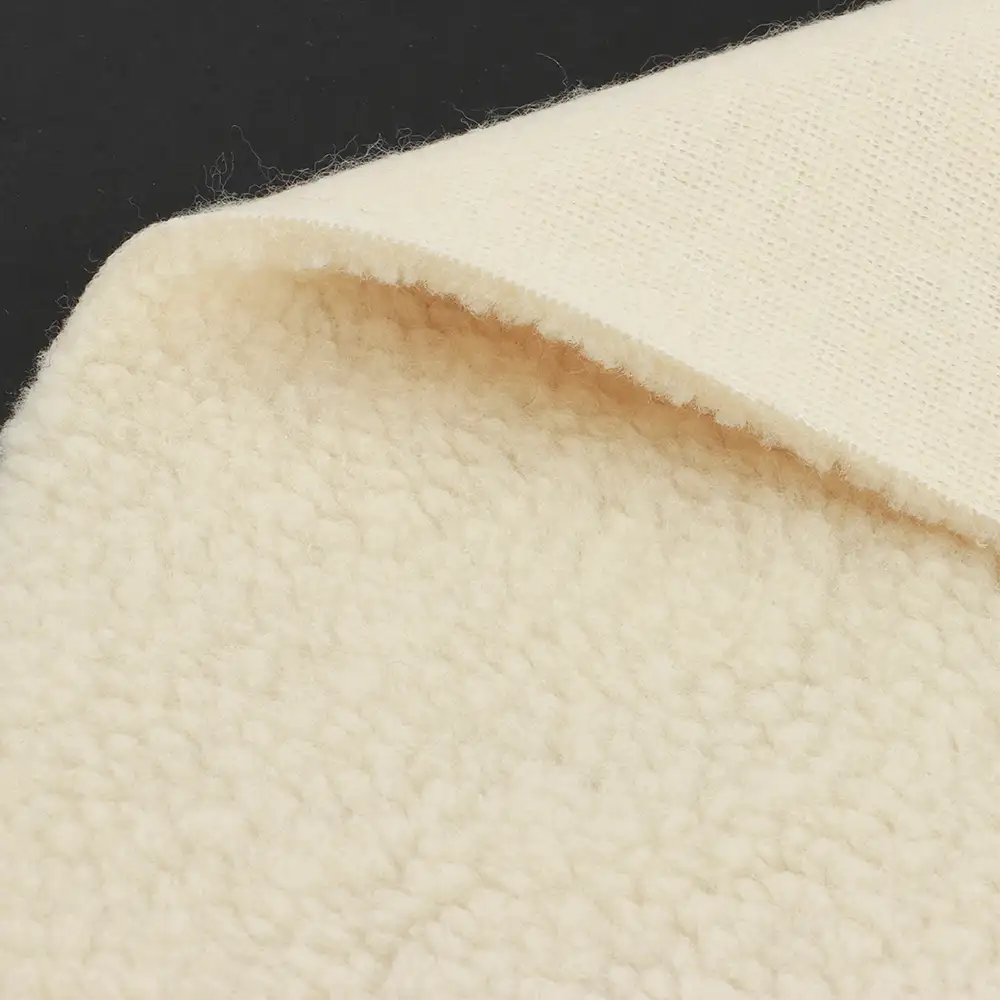 China Fabric for Overcoat,Bomber Jacket,Trench Coat Sherpa Knit Fabric Polyester Beige color buy from China wholesaler bulk order at wholesale price free worldwide shipping Alibaba