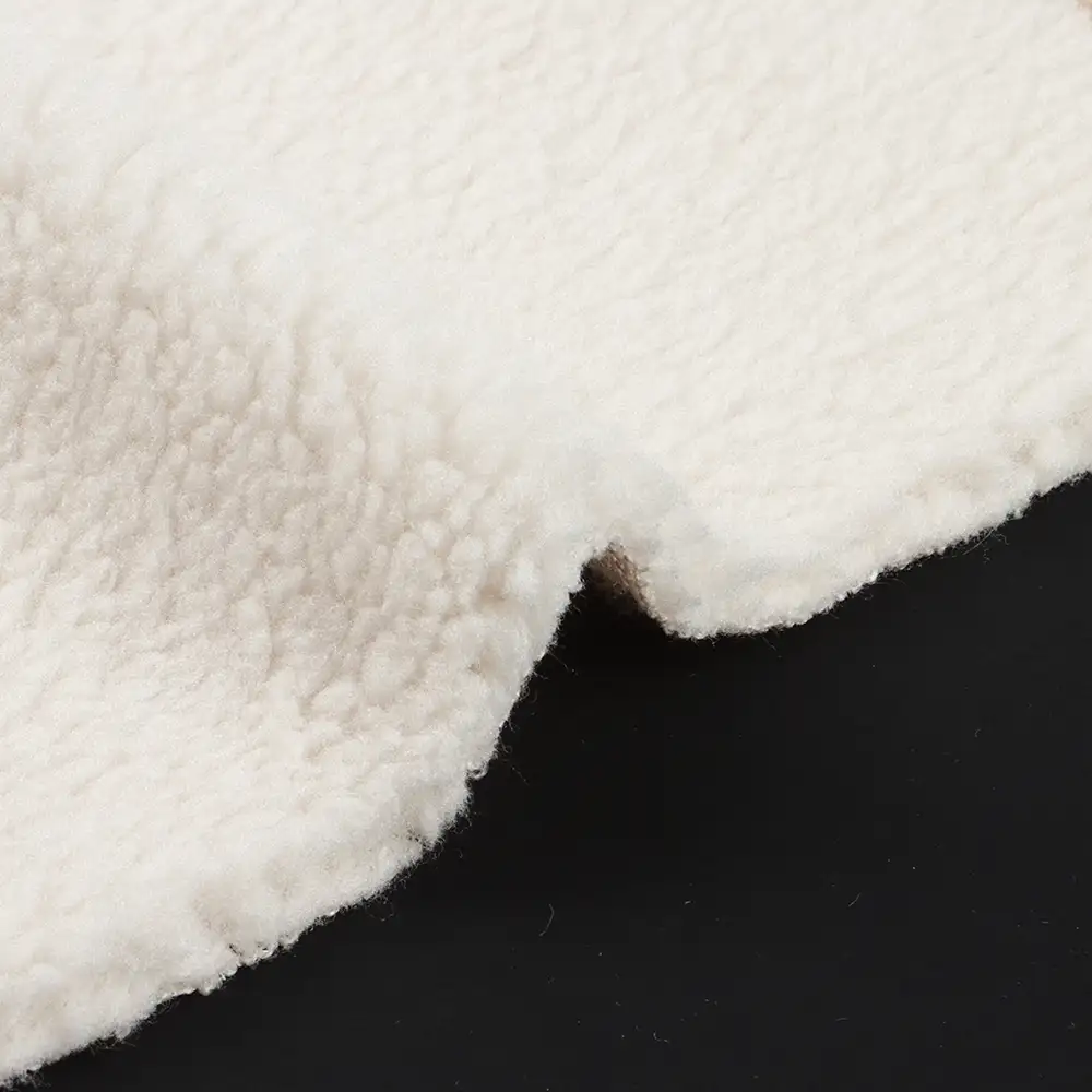 China Fabric for Overcoat,Bomber Jacket,Trench Coat Sherpa Knit Fabric Polyester Cream color buy from China wholesaler bulk order at wholesale price free worldwide shipping Alibaba