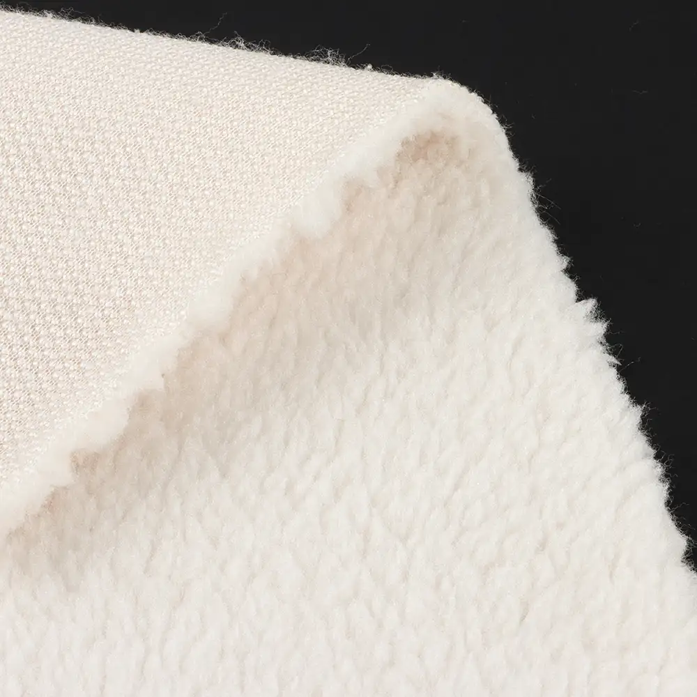 China Fabric for Overcoat,Bomber Jacket,Trench Coat Sherpa Knit Fabric Polyester Cream color buy from China wholesaler bulk order at wholesale price free worldwide shipping Alibaba
