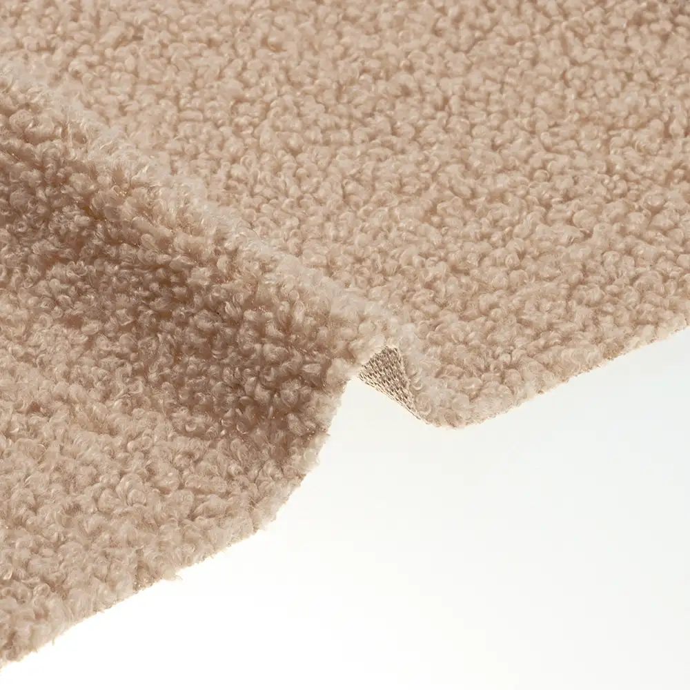 China Fabric for Overcoat,Bomber Jacket,Trench Coat Sherpa Knit Fabric Polyester Beige color buy from China wholesaler bulk order at wholesale price free worldwide shipping Alibaba