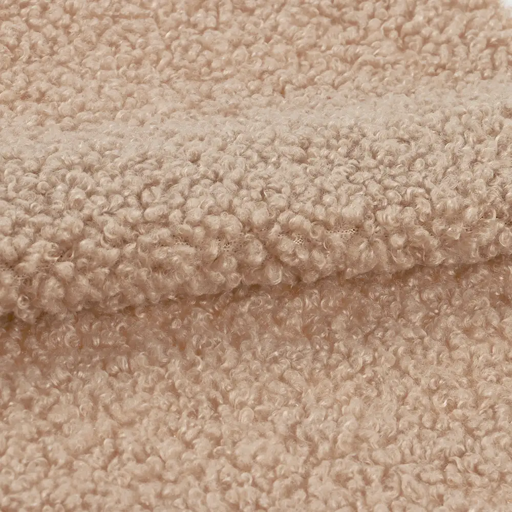 China Fabric for Overcoat,Bomber Jacket,Trench Coat Sherpa Knit Fabric Polyester Beige color buy from China wholesaler bulk order at wholesale price free worldwide shipping Alibaba