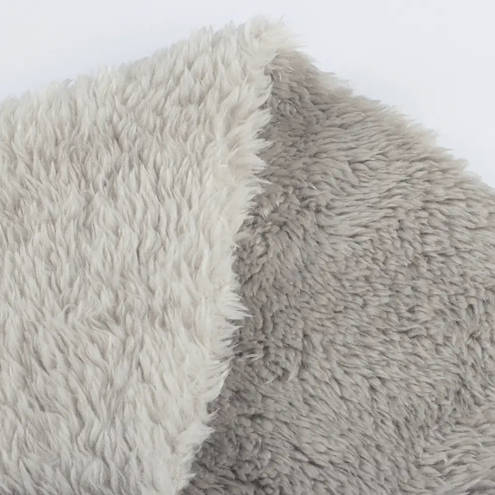 China Fabric for Overcoat,Bomber Jacket,Trench Coat Sherpa Knit Fabric Polyester Rice grey color buy from China wholesaler bulk order at wholesale price free worldwide shipping Alibaba