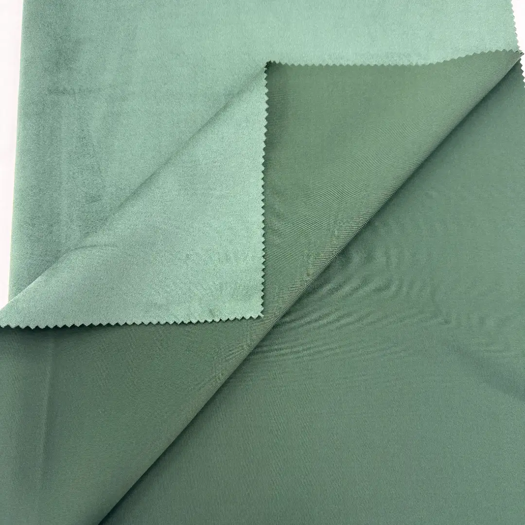 China Fabric for Jacket,Pants,Blazer Weft Suede Knit Fabric Polyester Elastane 富贵绿 color buy from China wholesaler bulk order at wholesale price free worldwide shipping Alibaba
