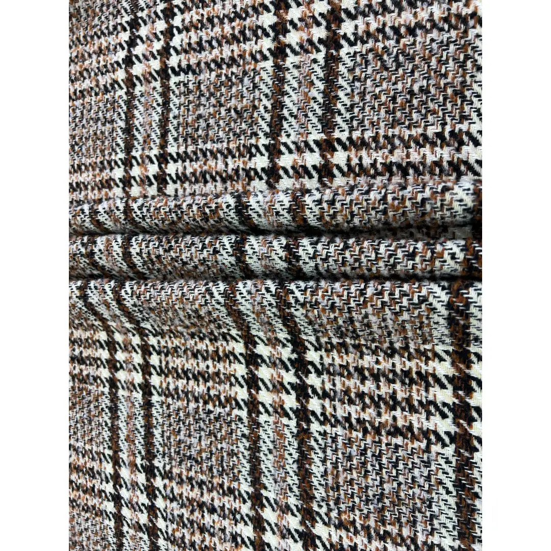 China Fabric for Blazer,Suit,Skirt Woolen Tweed Woolen 化纤 Wool 黑棕米白千鸟格 color buy from China wholesaler bulk order at wholesale price free worldwide shipping Alibaba
