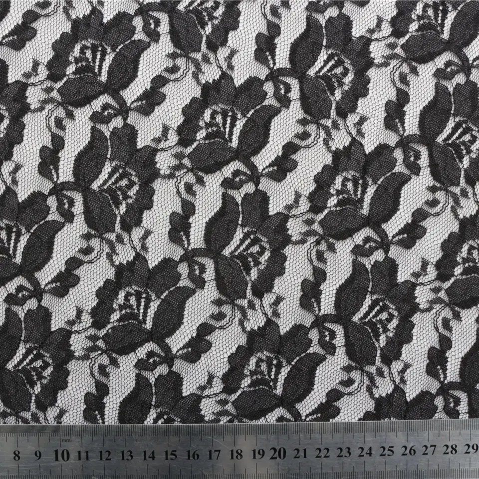 China Fabric for Skirt Lace Knit Fabric Polyester BLACK color buy from China wholesaler bulk order at wholesale price free worldwide shipping Alibaba