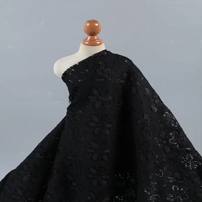 China Fabric for Shirt,Skirt Lace Knit Fabric Nylon Polyester Black color buy from China wholesaler bulk order at wholesale price free worldwide shipping Alibaba
