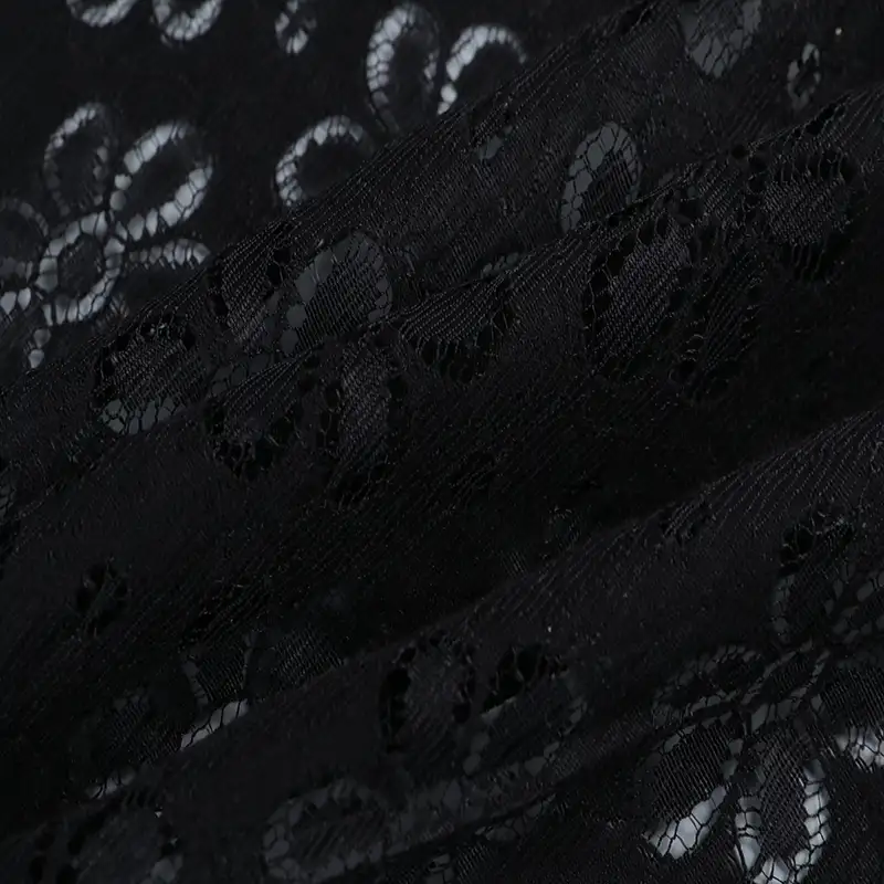 China Fabric for Shirt,Skirt Lace Knit Fabric Nylon Polyester Black color buy from China wholesaler bulk order at wholesale price free worldwide shipping Alibaba