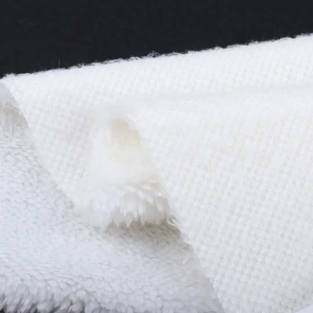 China Fabric for Hoodie,Sweatshirt Fleece Knit Fabric Recycled Polyester Off-white color buy from China wholesaler bulk order at wholesale price free worldwide shipping Alibaba